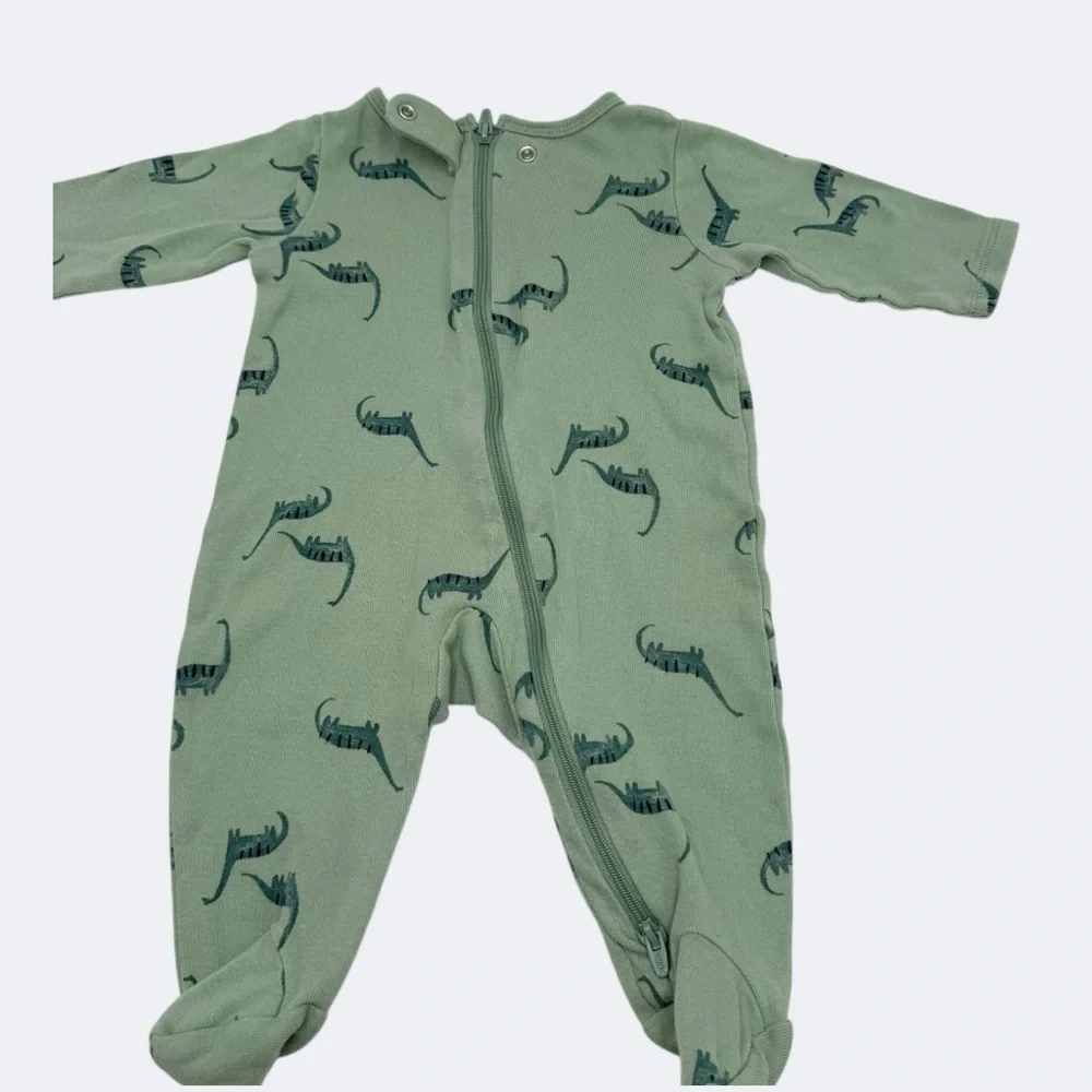 Carter's 2-Way Zip Cotton Sleep & Play Pajamas Green Dinosaur Print 3 Months